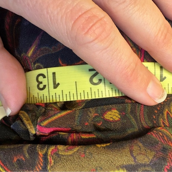 Osklen TAIS Gold & Brown patterned wide bohemian pocketed ankle Pants size Large - Picture 7 of 8